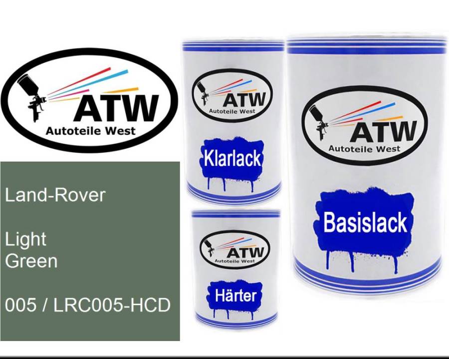 Land-Rover, Light Green, 005 / LRC005-HCD: 500ml Lackdose + 500ml Klarlack + 250ml Härter - Set, von ATW Autoteile West.